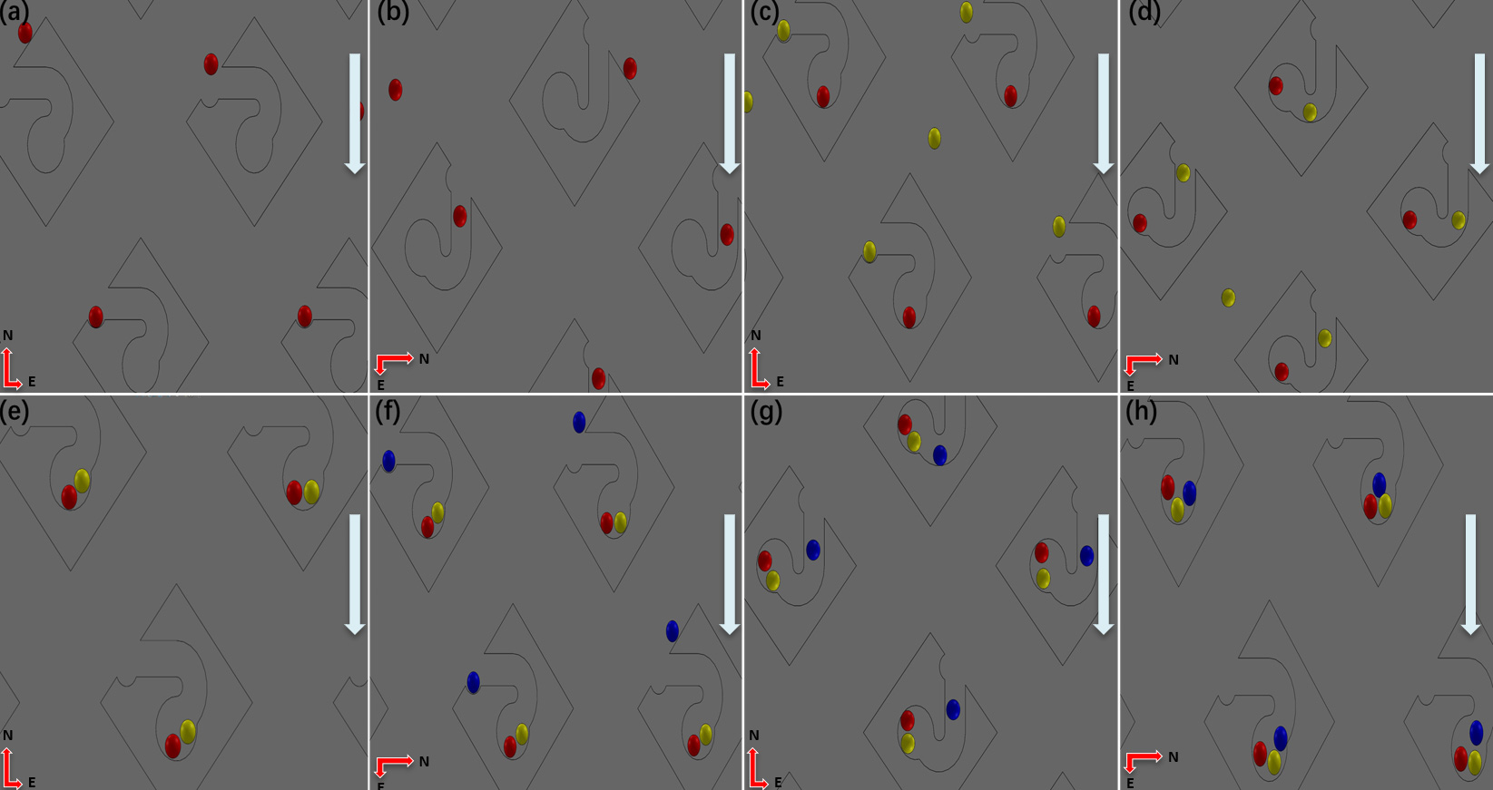 Fig 1.1 – Rotation-assisted sequential capture concept (a–h)