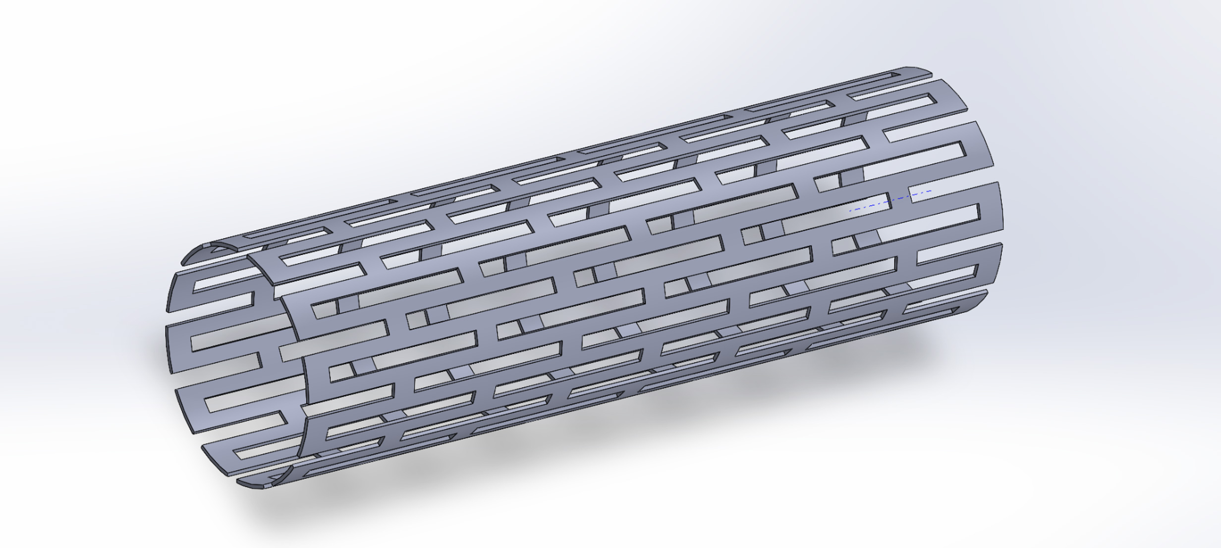 SolidWorks full stent geometry — diamond-cell pattern